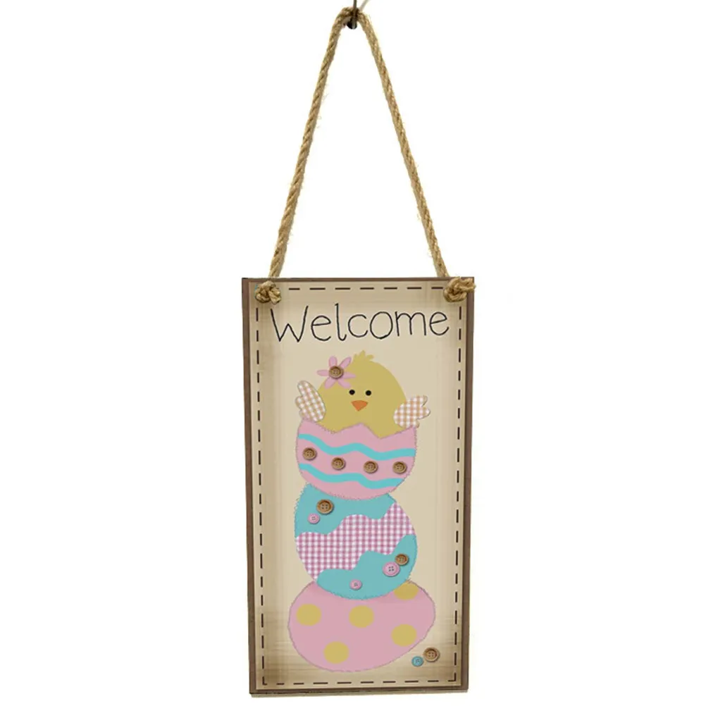 4pcs Wooden Hanging Decor Cartoon Easter Pendant For Garden Wall Fireplace Home Decoration Wooden Diy Crafts Festive Ornament