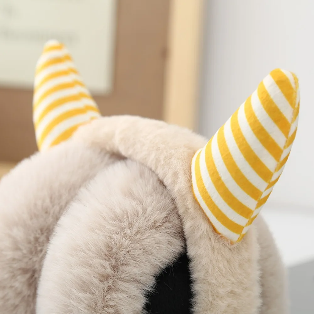 Cute Horns Rabbit Ear Warm Earmuffs Plush Rabbit Ear Folding Earflap Cold Protection Soft Windproof Ear Cap Outdoor