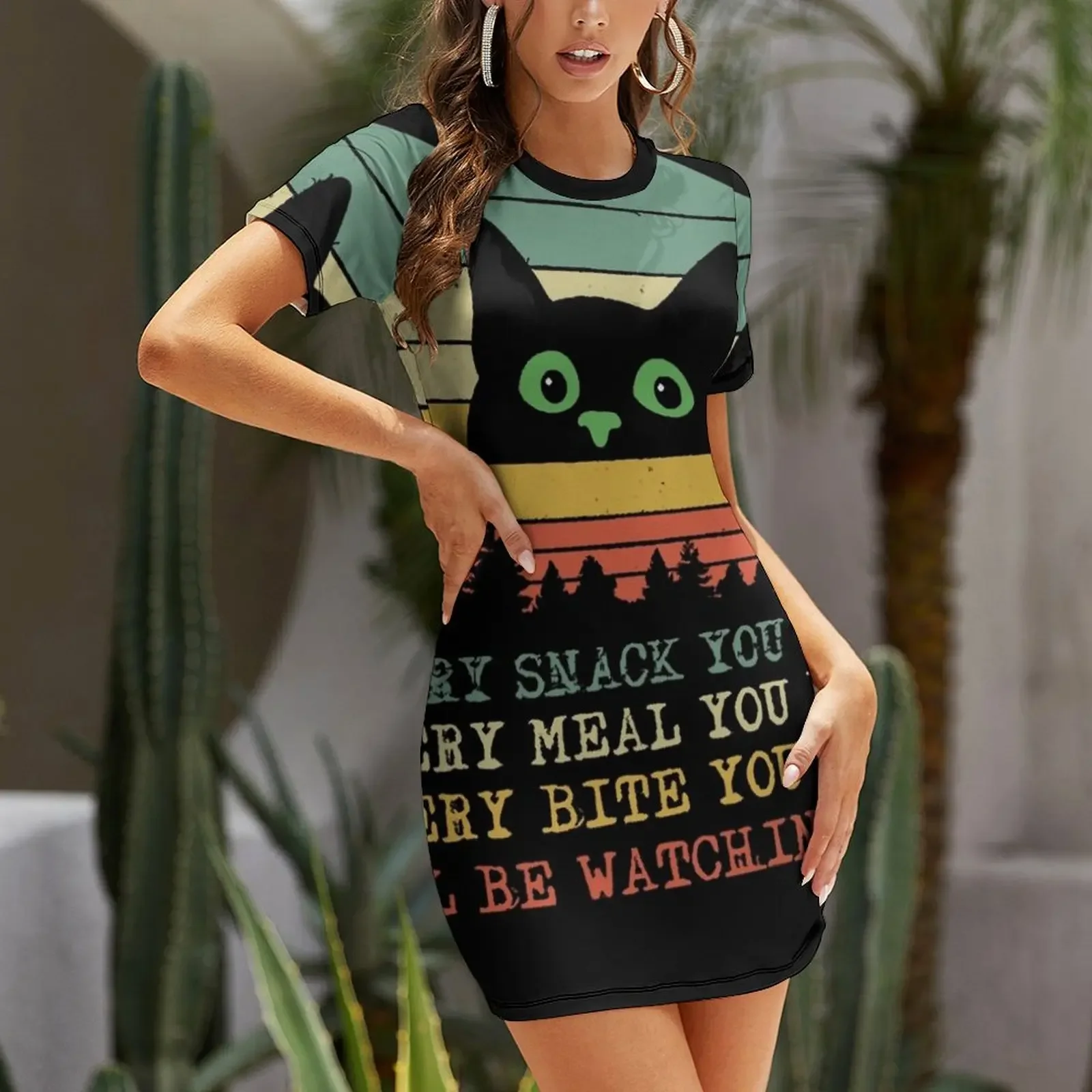 Every snack you make cat mama T-Shirt Short-Sleeved Dress dress elegant women's sets Women's summer suit Dress