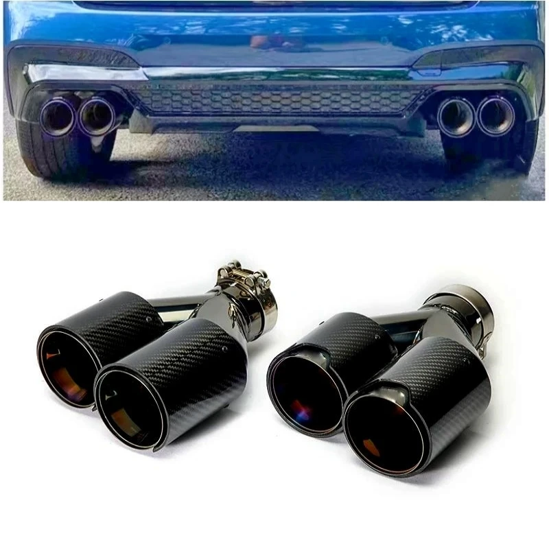 

1 pair Dual M Performance Carbon Fiber Exhaust Tip H shape Muffler Tip tailpipe for car exhaust Universal Exhaust pipe