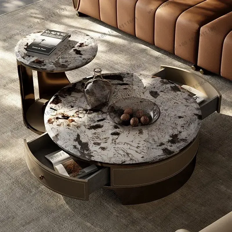 Factory Direct Sales Drawer Style Coffee Table Decoration Designer Minimalist Storage Coffee Table Black White Space Meuble Salo