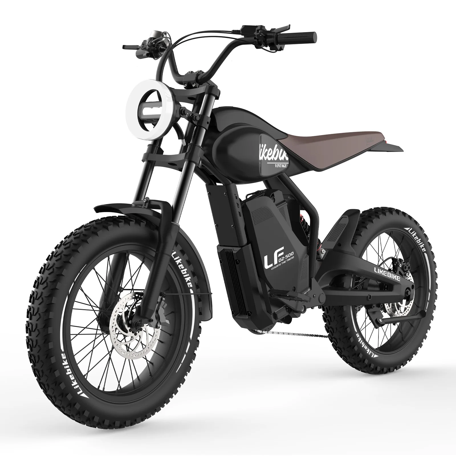 1500W Electric Bike 28MPH 48V 15Ah 20" Fat Tire E-Bike Full Suspension Dual Disc Brakes Retro Off-Road Adult Electric Bicycle