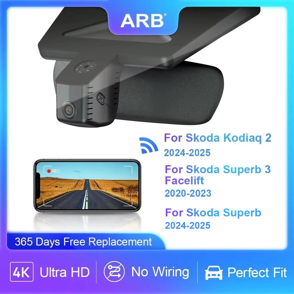 Dash Cam for Skoda Kodiaq 2 2024-2025 & Superb 3 Facelift 2020-2023, for Skoda Superb 2024 2025,ARB 4K OEM Look Car DVR