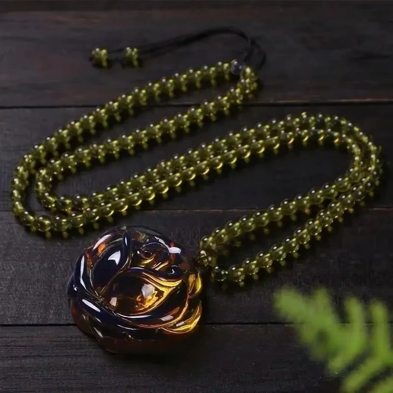 

Dominican Dimming Lamper Rose Pendant Mexican Amber Honey Wax Women's Sweater Chain Pendant
