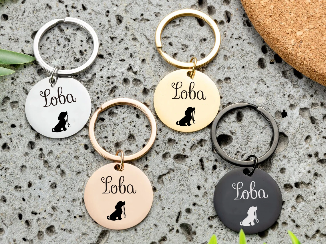 1 pc A puppy stretching out Custom Text Laser Engraving Cat 