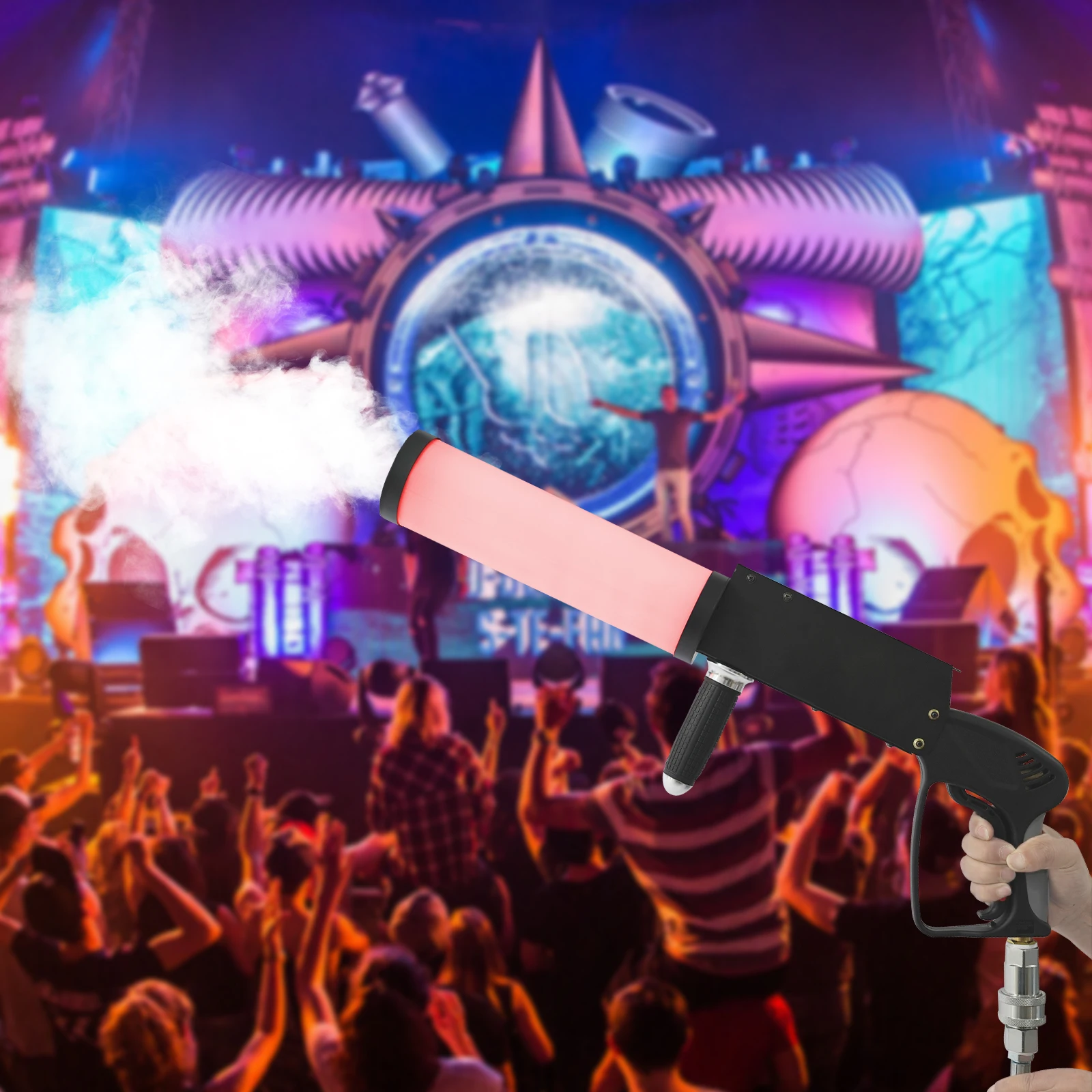 CO₂ Handheld Fog Machine with 3M Hose DJ Smoke Effects Equipment Fog Spray Cannon Machine For DJ Disco Party Bar Club