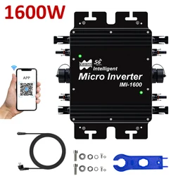 1600W Micro Solar Inverter For On Grid System MPPT DC 22-50V To AC 110V 120V 220V 230V Home Appliance WiFi Function