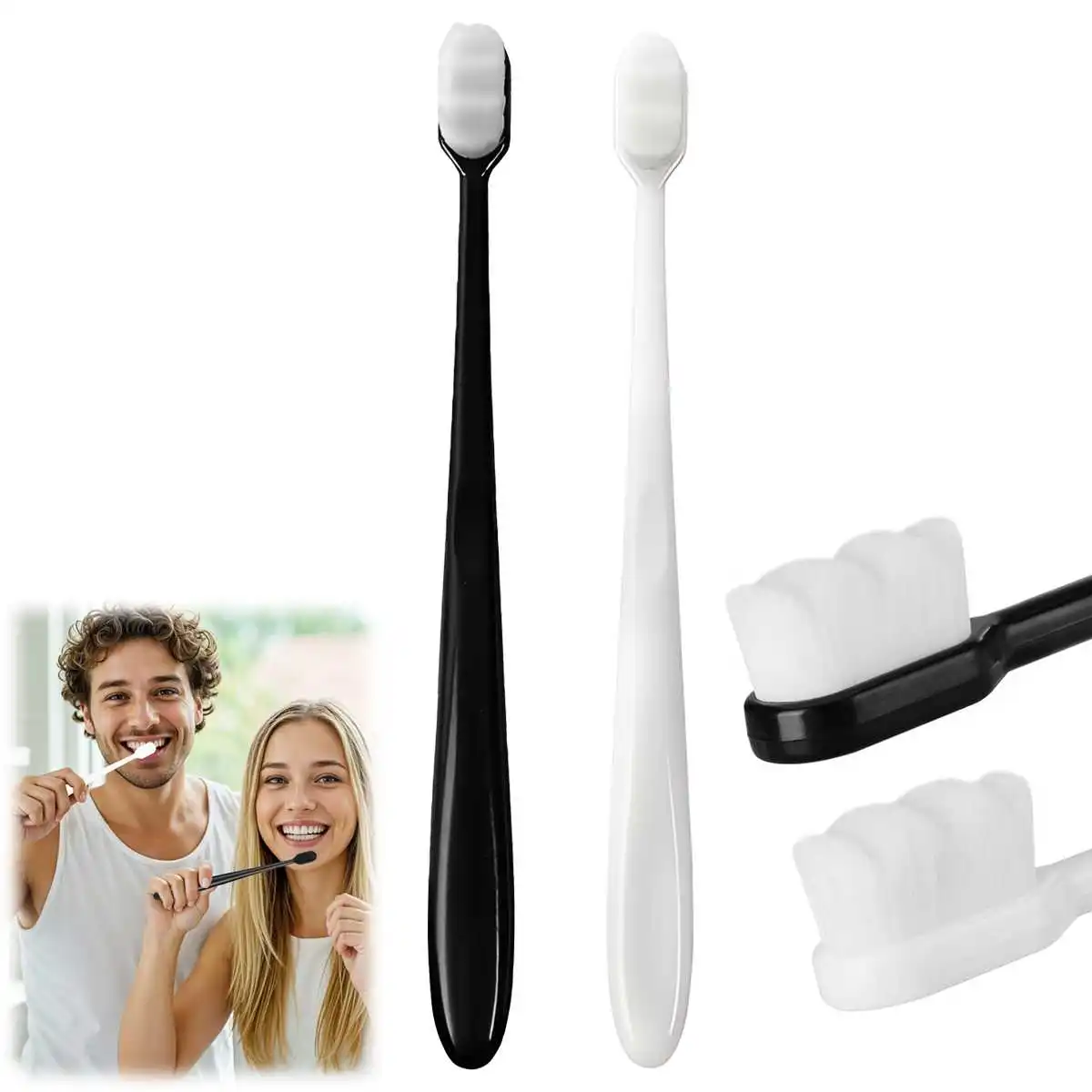 Nano cepillo de dientes desechable con cerdas suaves para limpiar y proteger las encías, encías sensibles y pelos de raíces ultrafinos