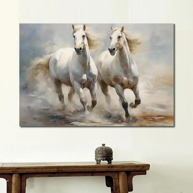 Horses Oil Painting Handmade Canvas Art Modern Animal Artwork Impressionist Paintings Living Room Studio Contemporary  Decor