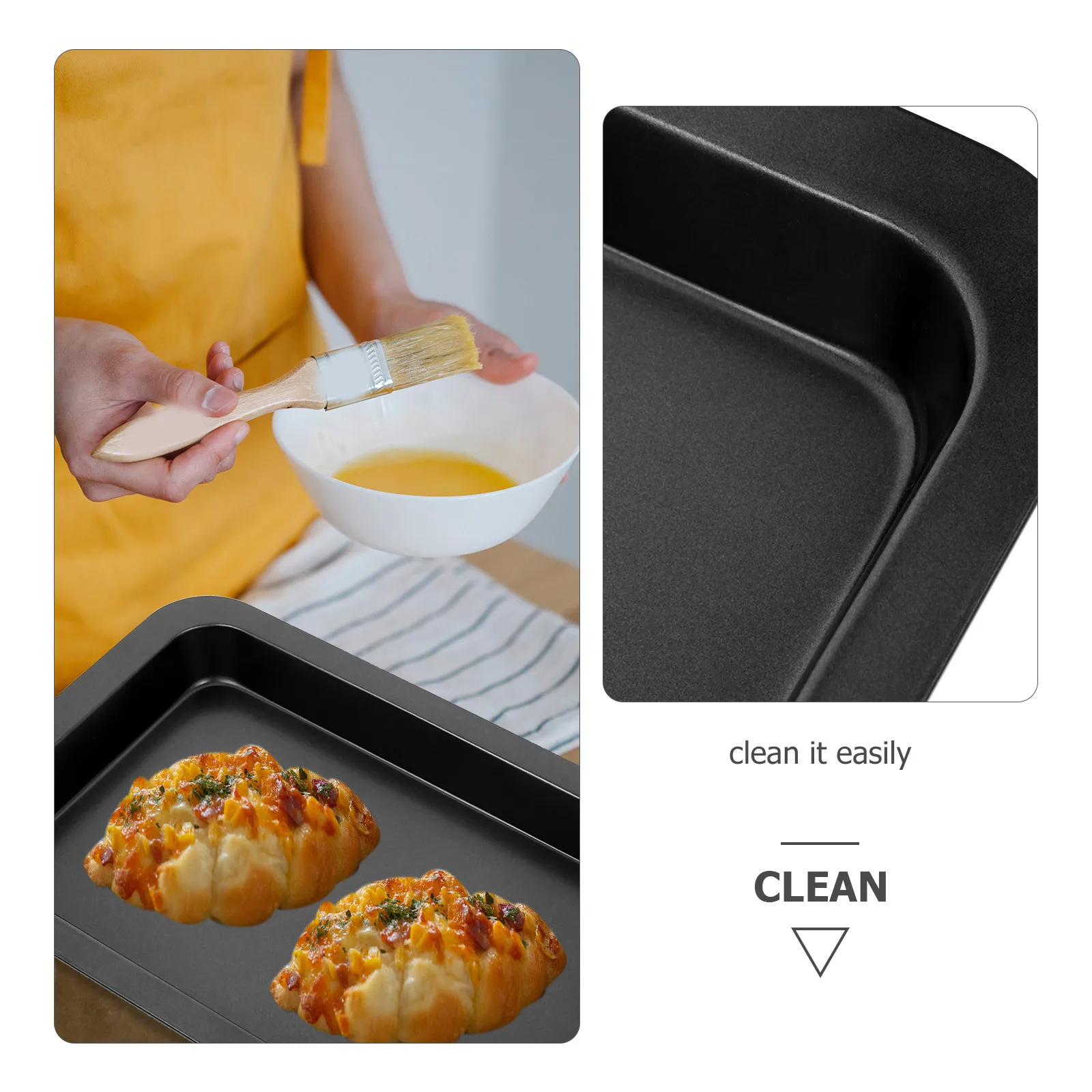 

Легкая прямоугольная форма для выпечки из углеродистой стали с антипригарным покрытием для быстрой и равномерной выпечки, идеально подходит для семейных десертов.