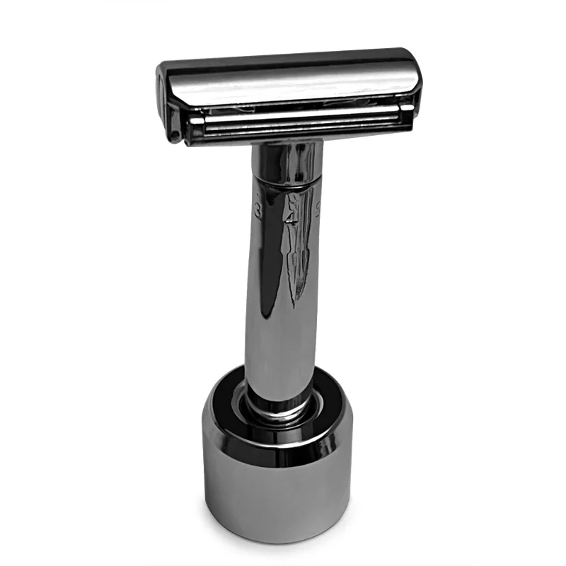 Maquinilla de afeitar de seguridad ajustable para hombre, maquinilla de afeitar clásica de doble filo de Zinc con soporte, 10 cuchillas, nuevo