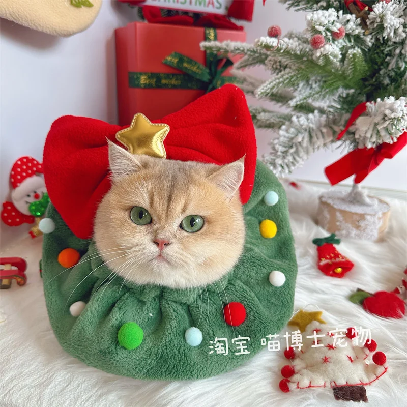 Christmas Pet Headwear Scarf Cat Collar Dog Funny Photo Props Bow Corgi Cat Inu Neck Hoop Party Accessories Christmas Gift