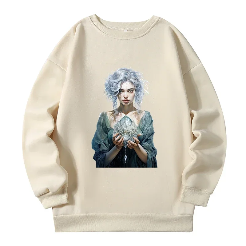 Gothic Princess Print Plus Size Graphic Sweatshirts Y2k Streetwear Big Size Sweatshirts 2024 Spring Autumn Warm Woman Clothing