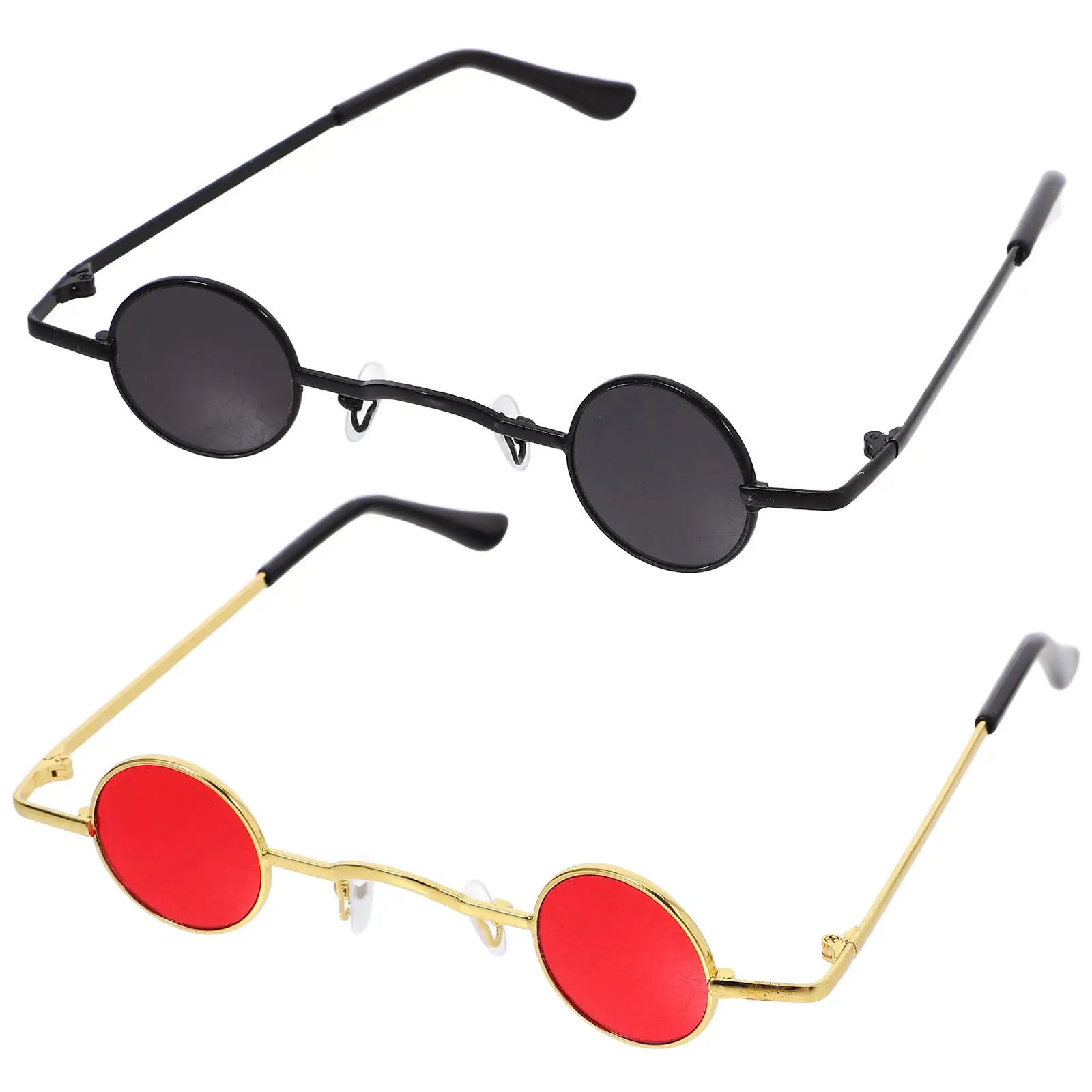 

2Pcs Vintage Sunglasses Women Men Polarized Retro Vintage Round Eyewear Circular Eyeglass Fashionable Party Hippie Eyewear
