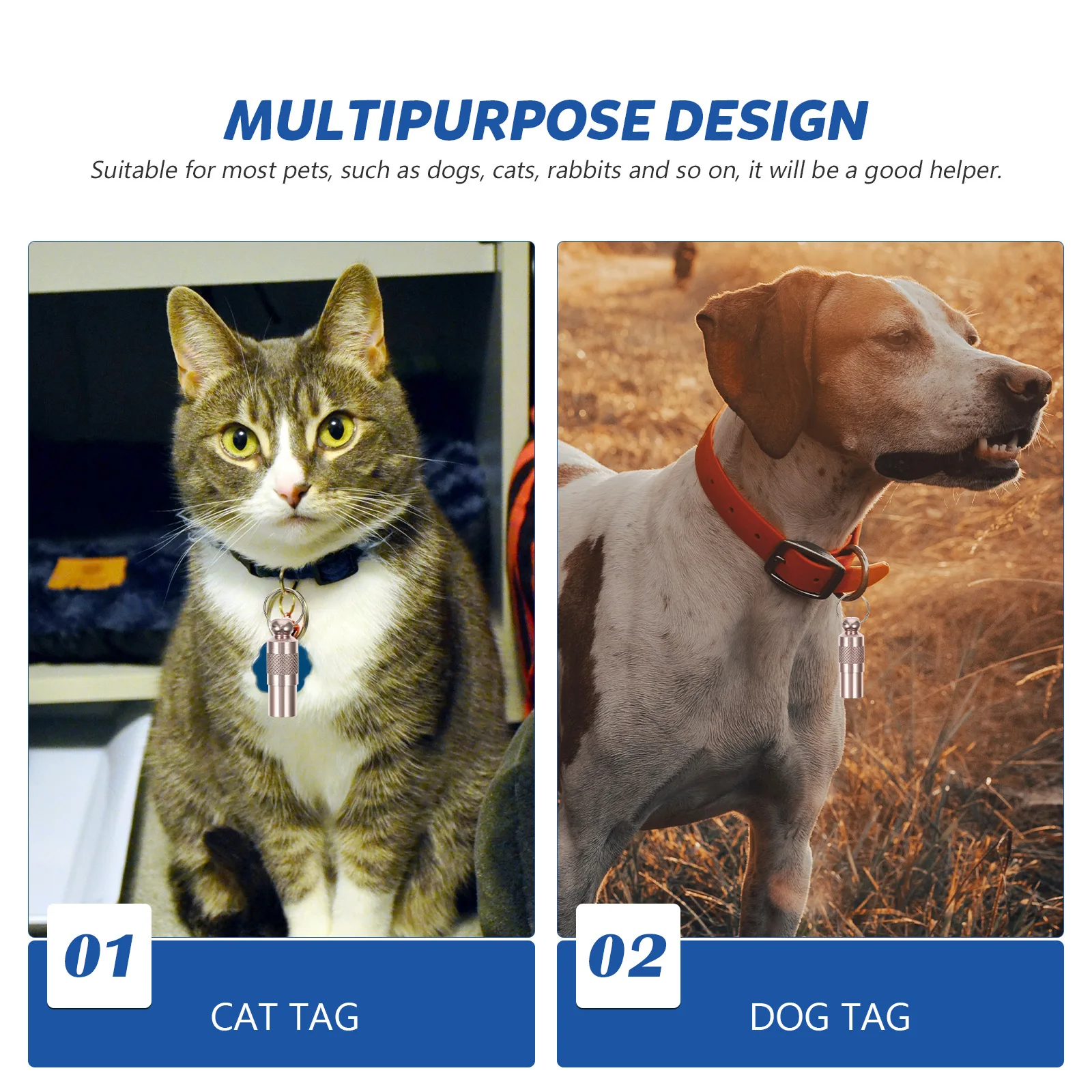 

6pcs Id Tube Anti Lost Dog Collar Aluminum Lightweight Portable Name Address For Cats Dogs Rabbits Corrosion Resistant
