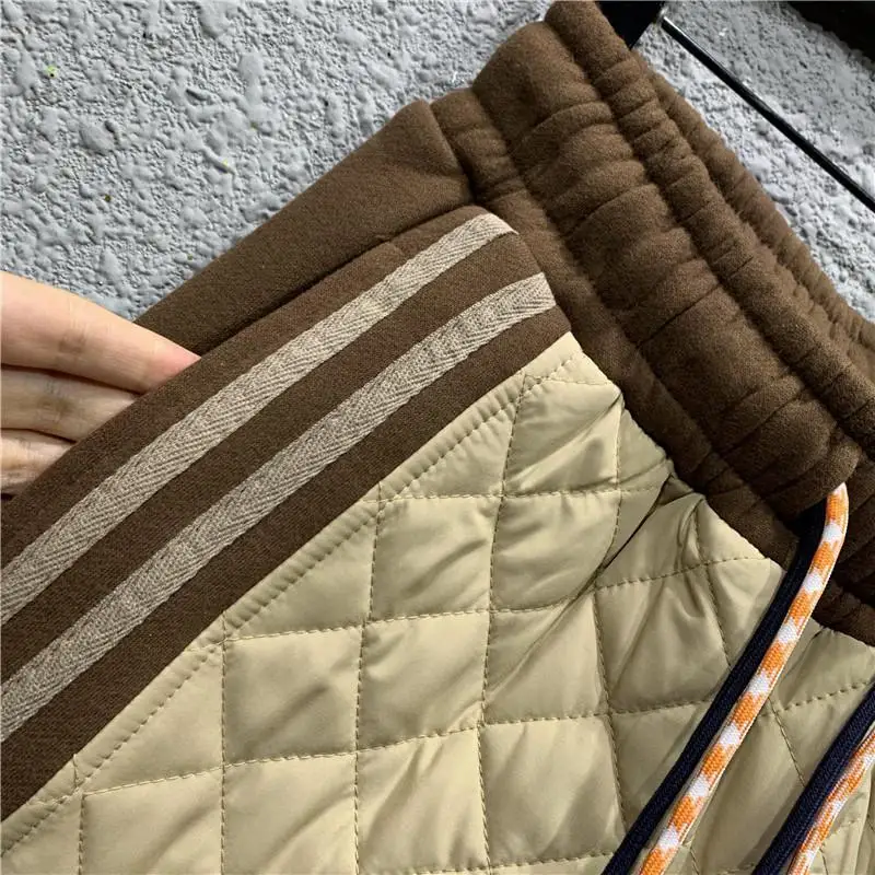 150kg Cotton Down Winter Trousers Women Casual Drawstring Loose Pluffy Harem Pant Plus Size Vintage Mom Pantalones High Waist