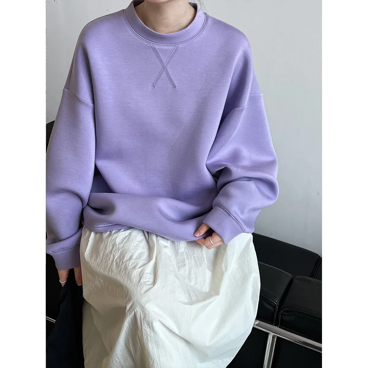 Loose round neck long-sleeved sweatshirt bottoming women\'s 2024 Korean style trendy versatile pullover top inner wear