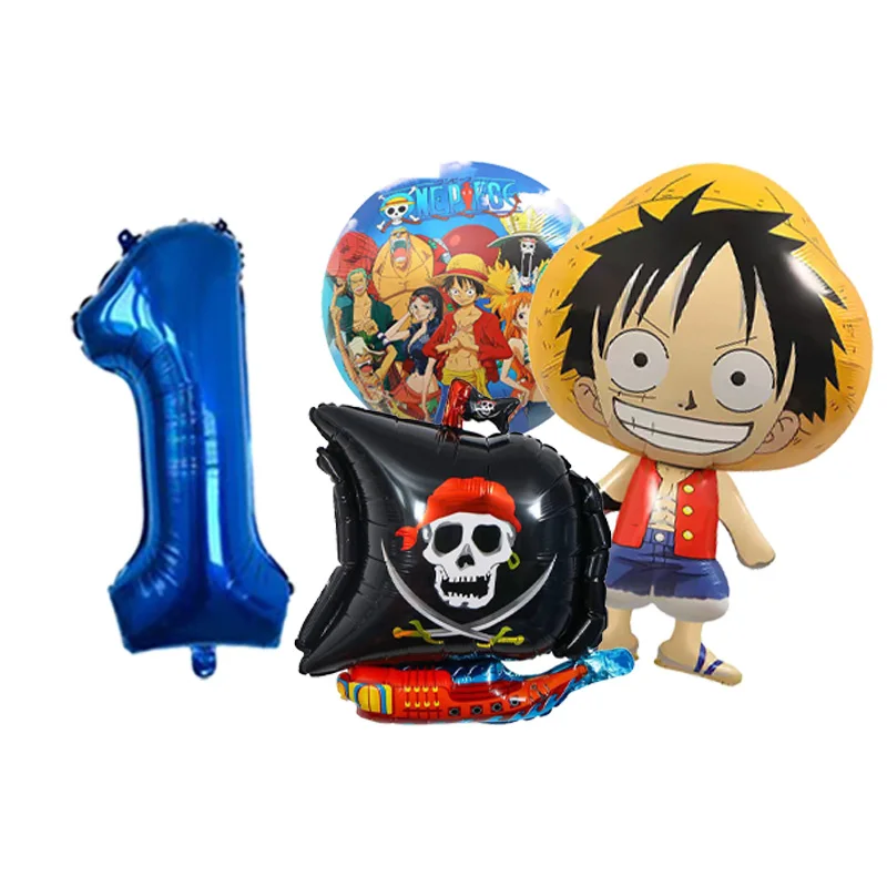 Cartoon One Piece Theme Luffy Theme Aluminum Foil Balloons Set Number Birthday for Kids Birthday Party Baby Shower Supplies