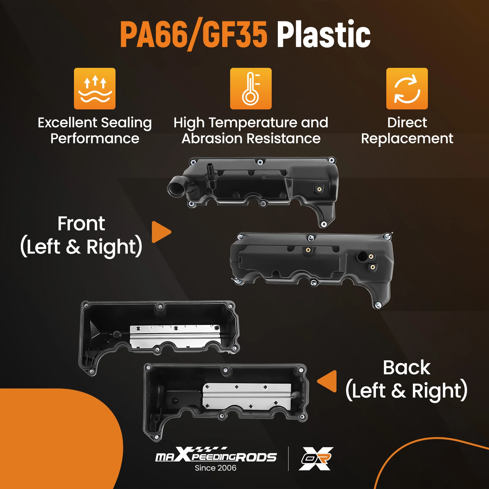 Left & Right Aluminum Valve Cover for Ford Crown Victoria Lincoln Town 4.6L V8  6L2Z6582AA 4L5Z6582JA