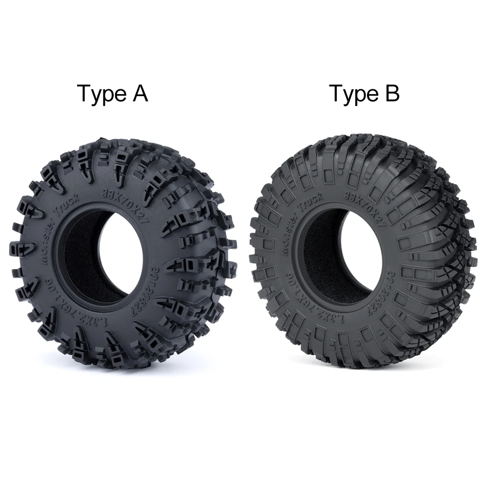 YEAHRUN 4Pcs 1.3 inch 33*70*27mm Swamper Mud Terrain Rubber Wheel Tires for Axial SCX24 1/24 TRX-4M 1/18 RC Crawler Car Parts