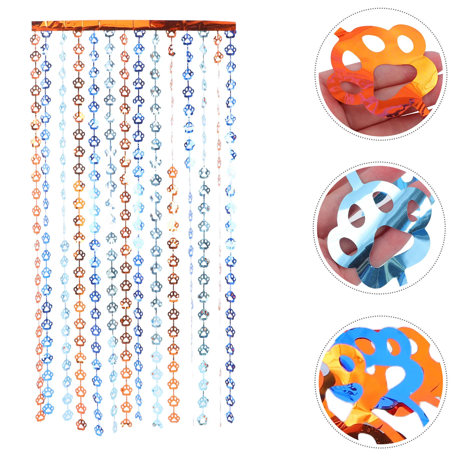 

Three-Color Dog Paw Tinsel Fringe Curtain Pet Birthday Party Decoration Backdrop Photo Background Pet Theme Party Supplies