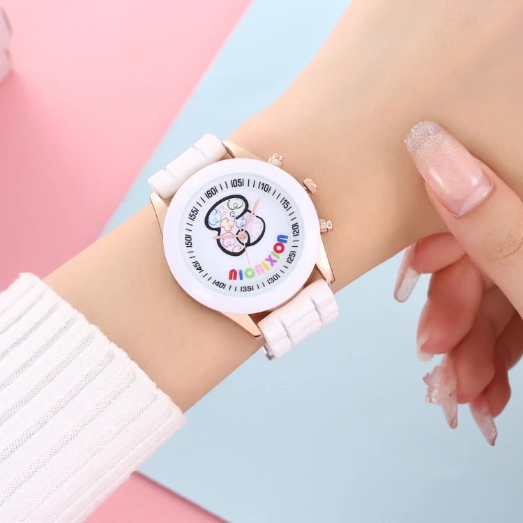 2022 New simple silicone Brand Bear Casual Quartz Watch Women Crystal Silicone Watches Reloj Mujer Men Watch montre homme