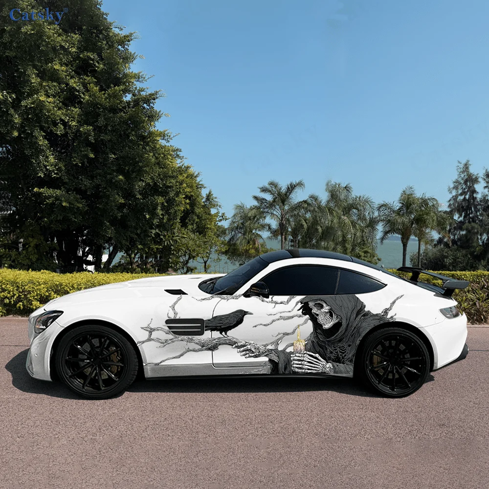 

Скелет плащ боковая наклейка автомобиля ПВХ самоводонепроницаемая палка, яркие авто внешние аксессуары Декор защитный подарок для любителей автомобилей