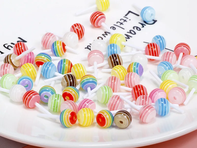 20 stücke Simulation Lollipop Miniatur Dekor Kuchen Tropfen DIY Telefon Fall Dekor Acryl Lebensmittel Dekor Süßigkeiten Miniatur Dekoration – Detail 8
