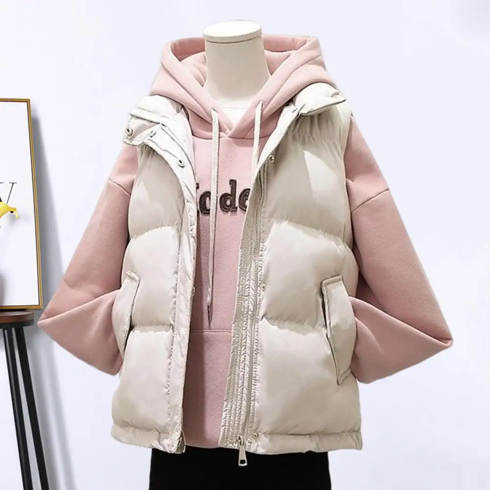 Cozy Women Quilted Vest Women's Winter Padded Vest with Zipper Closure Stand-up Collar Sleeveless Outdoor Down Coat for Heat