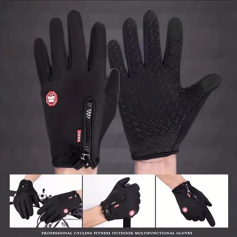 Gants d'hiver pour hommes et femmes, écran tactile, chauds, pour cyclisme en plein air, conduite, moto, empreintes digitales, gants froids, coupe-vent, antidérapants