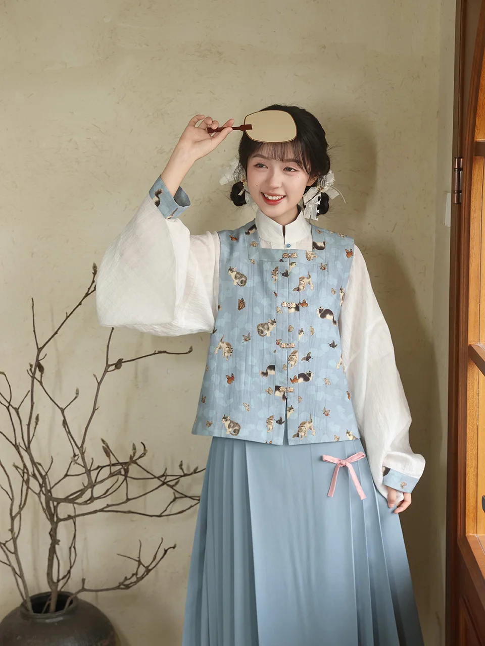 

Autumn Wood Original Hanfu Spring Festival ort irt with Sves Stand Collar Ming Dynas Sle Suit National Faion