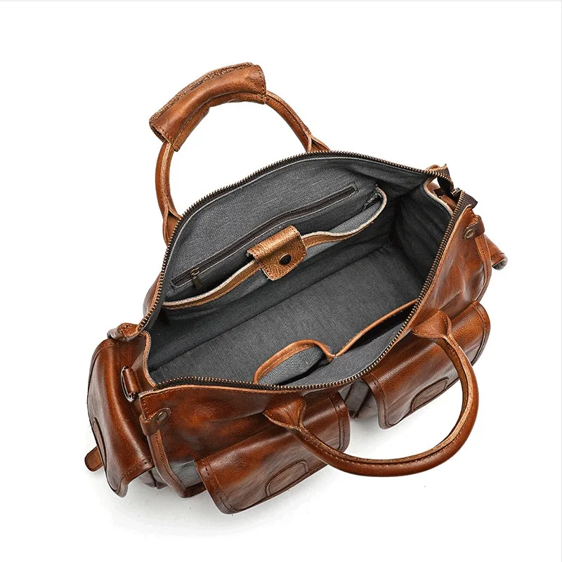 LBS Head layer cowhide casual crossbody bag for men, vintage Cambridge bag, genuine leather handbag, messenger bag