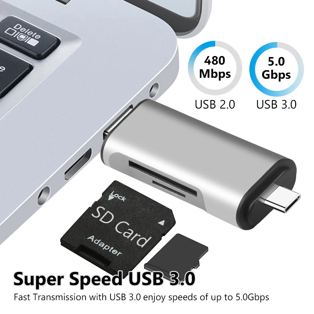 USB 3.0 Micro USB Type C Card Reader High Speed Transmission OTG Adapter SDHC SD TF MicroSD Card Reader For Tablets Laptop Phone