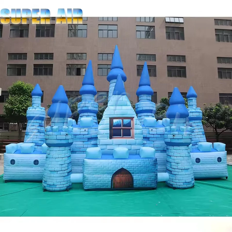 야외 파티 어린이 놀이공원 파란색 풍선 성 (송풍기 포함)