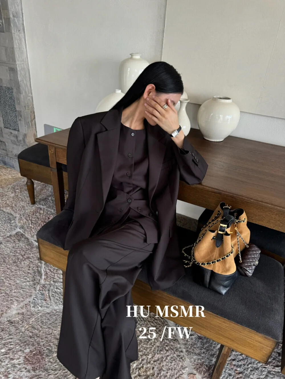 เสื้อเบลเซอร์ดีไซน์เนอร์แฟชั่น BJTZ และเสื้อกั๊กไร้แขน กางเกงขายาวเอวสูงทรงขากว้าง สำหรับผู้หญิง คอลเลคชั่นฤดูใบไม้ผลิ-ฤดูใบไม้ร่วง ปี 2025 เสื้อผ้าผู้หญิงใหม่