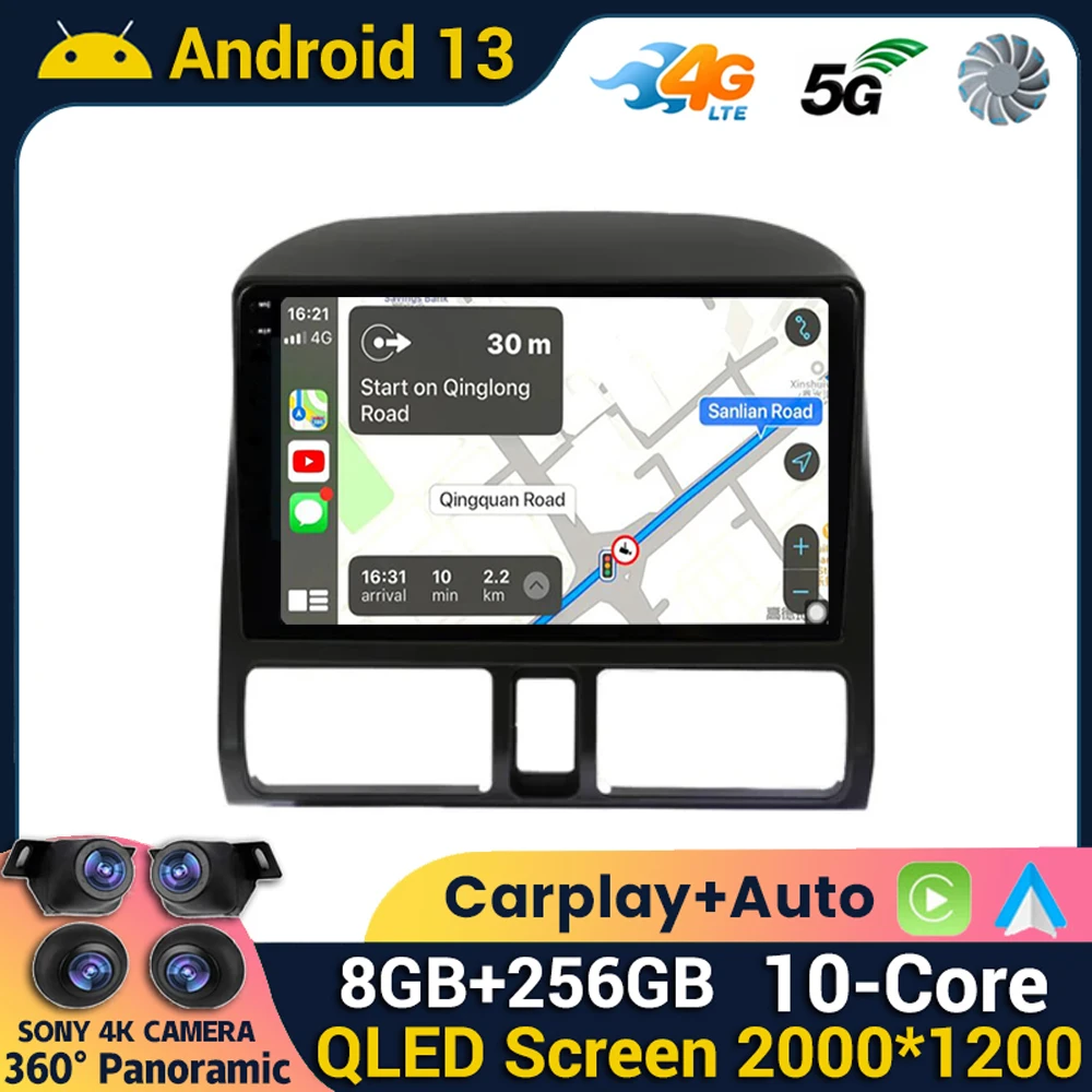 

AutoRadio Android 13 Carplay Auto Car Multimedia Video Player For Honda CR-V CRV 2 2001 - 2006 Navigation GPS Head Unit No dvd