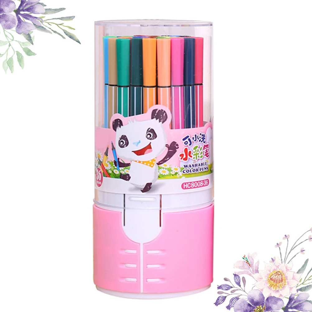 

1 Set of Colors Washable Water Color Brush Pen Cartoon Coloring Painting Pen for Kids Student (Colorful)
