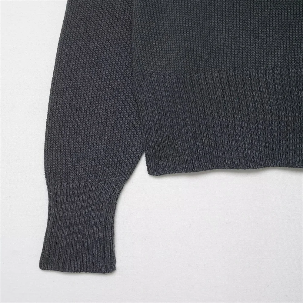 Neuer modischer und stilvoller einfarbiger, lockerer, langärmliger Strickpullover für Damen im Herbst und Winter