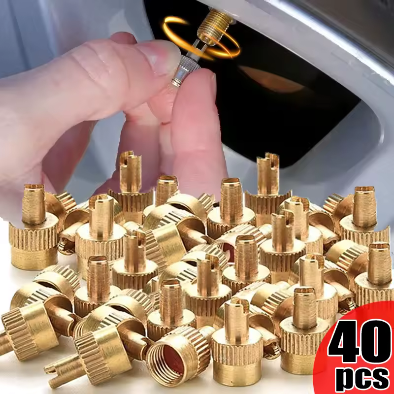40-10 יחידות כיסויי יסמין לצמיגים מנחושת מלאה עם כלי הסרת ליבה כיסויי יסמין לגלגלים לאופנוע אוטומטי