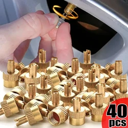 40-10PCS Tire Valve Stem Cap Full Copper Slotted Head Stem Cover with Core Removal Tool Wheel Valve Covers for Auto Motorcycle