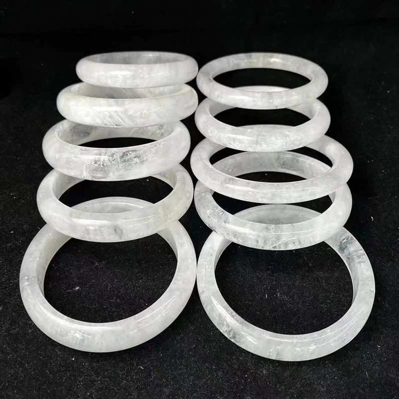 

Natural genuine white crystal bracelet transparent wide version white ghost women's niche jewelry