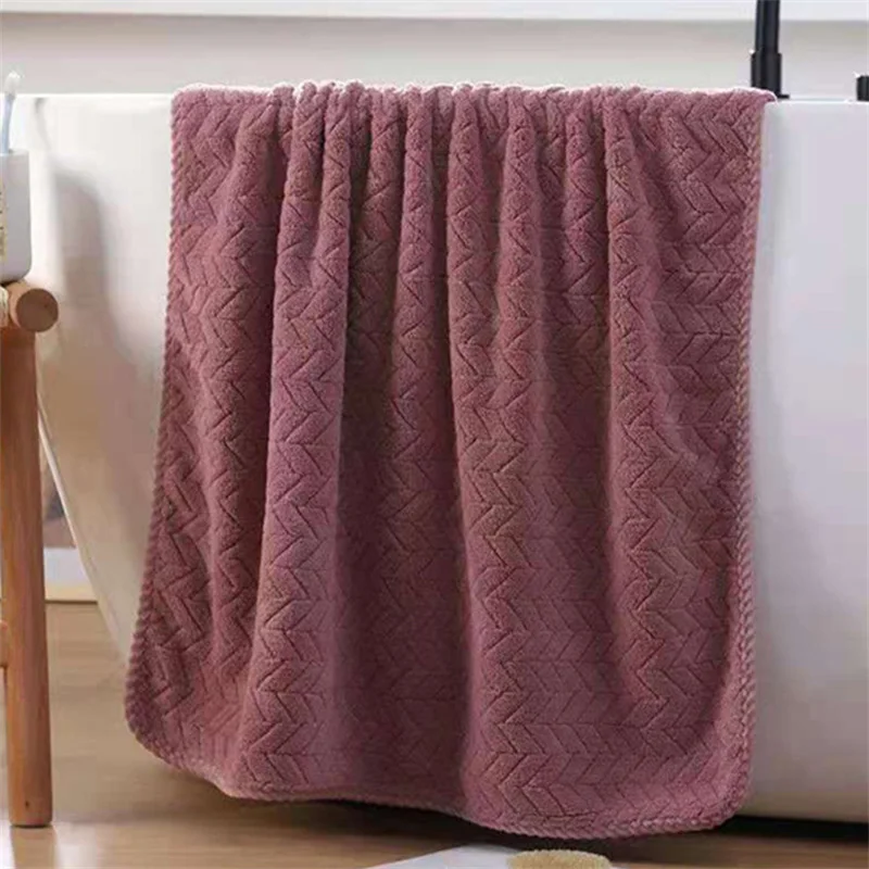 Thickened and enlarged bath towel, coral velvet wheat ear couple beach towel, multifunctional towel, beauty salon bath towel