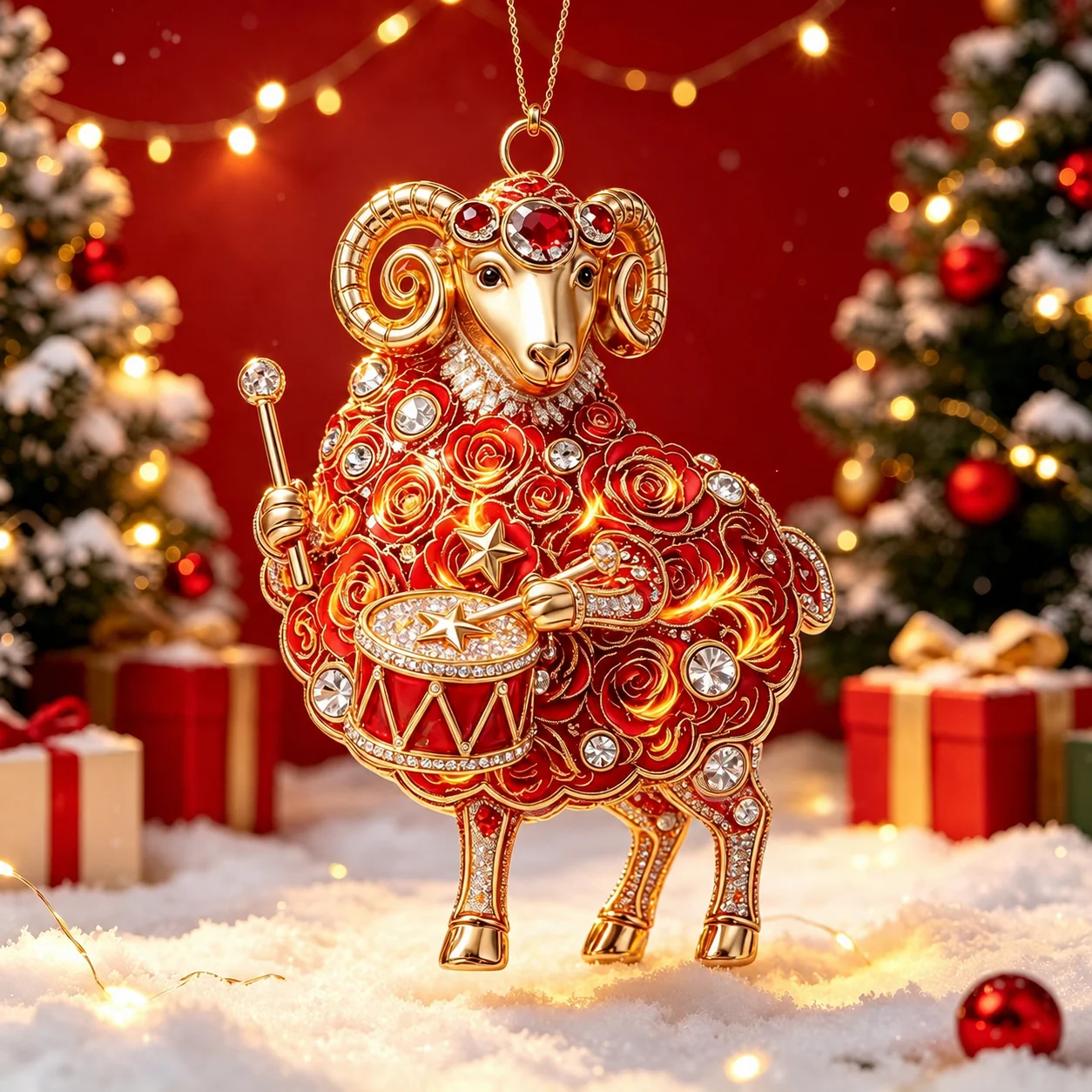 Goat Mascot Acrylic Ornament Auspicious Sheep Hanging Decoration Goat Shape Ornament Ready To Hang Christmas Hanging Ornament