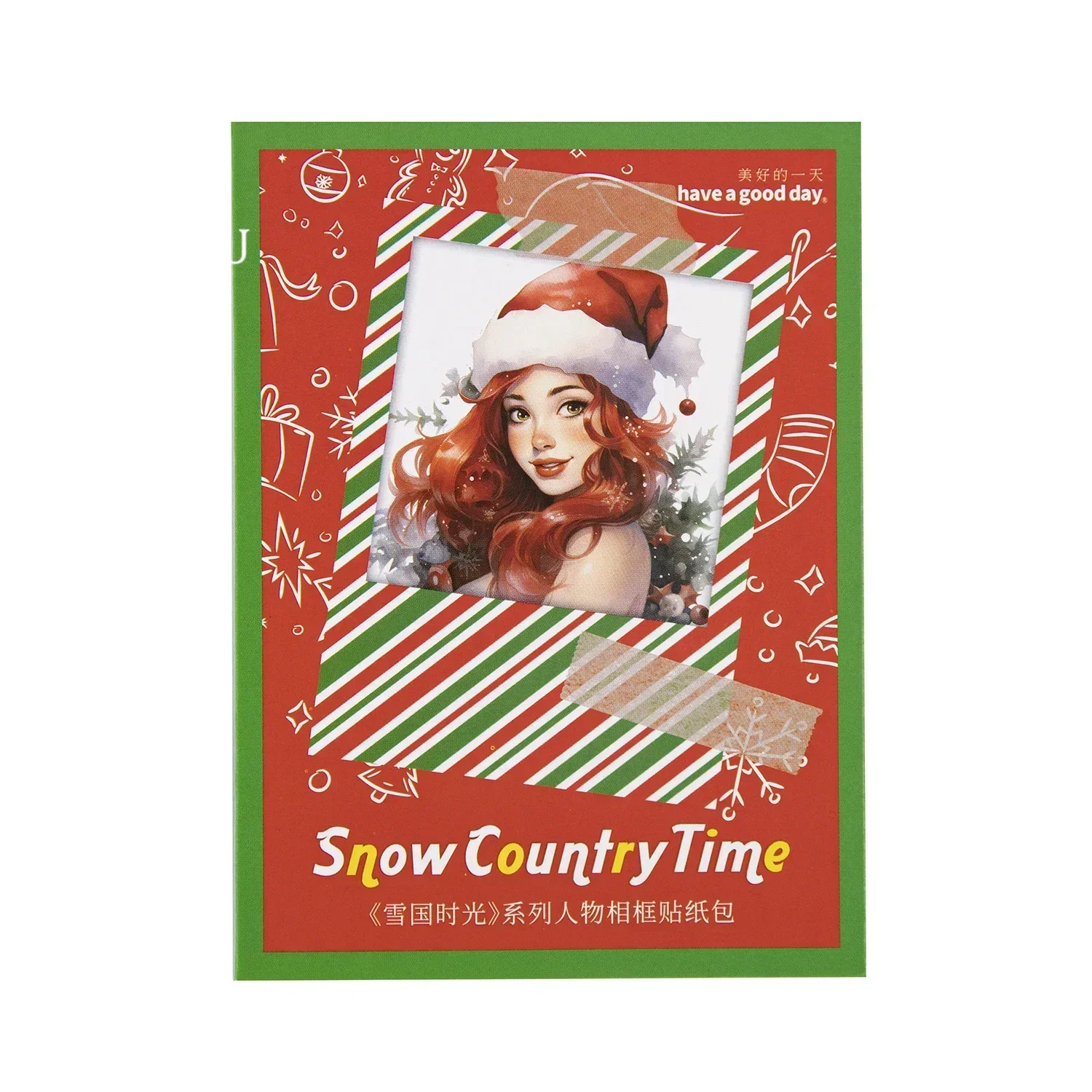 JIANWU Snow Country Time Series Vintage Character Photo Frame Material Collage PET Sticker Creative DIY Journal Stationery