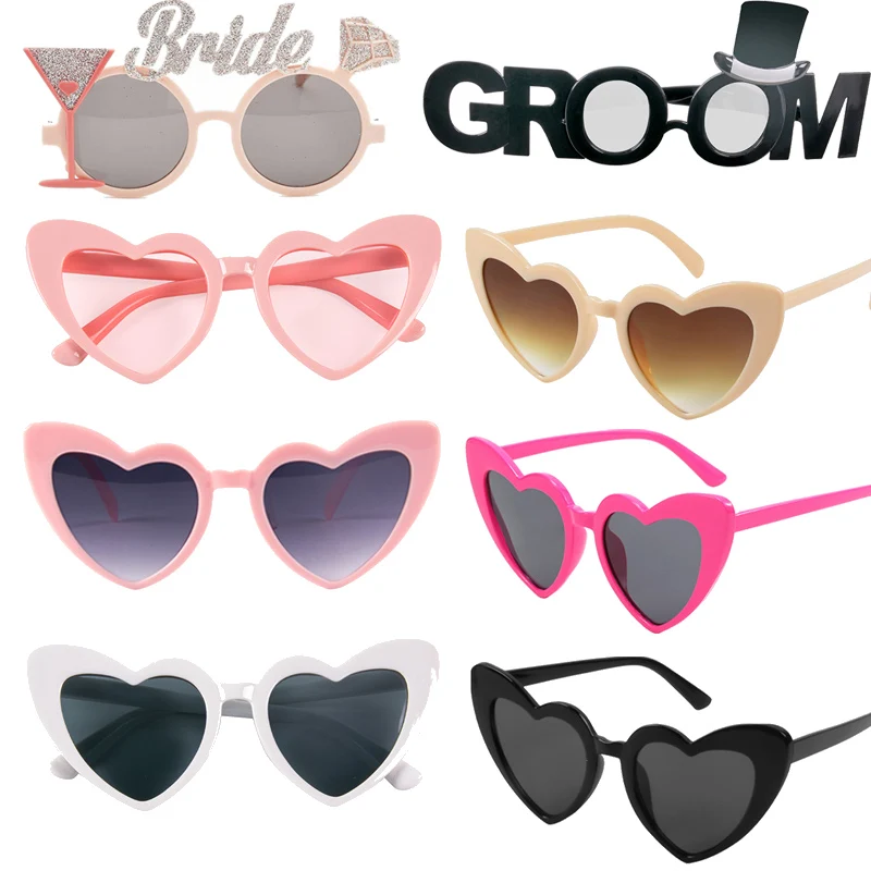 

Heart-shaped Sunglasses Bride and Groom Glasses Bridal Shower Favor Bride to Be Party Bachelorette Wedding Decoration Photo Prop