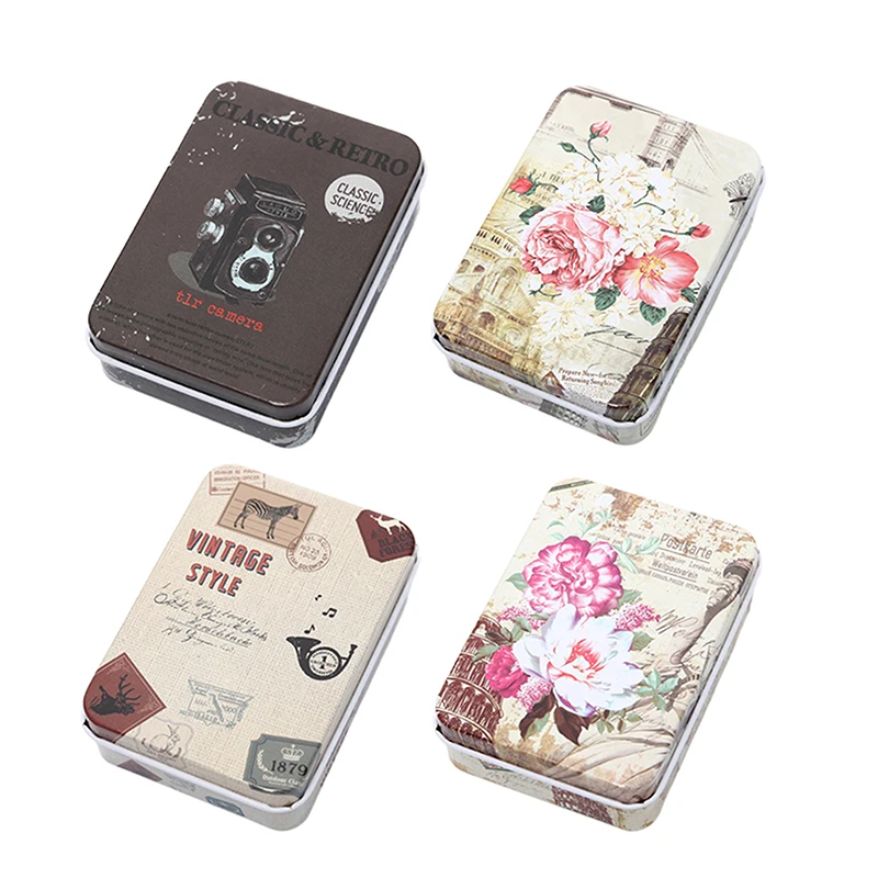 Mini Tin Box With Lid Portable Rectangular Small Storage Container Empty Candy Cases Pill Boxes Gift Packaging Organizer