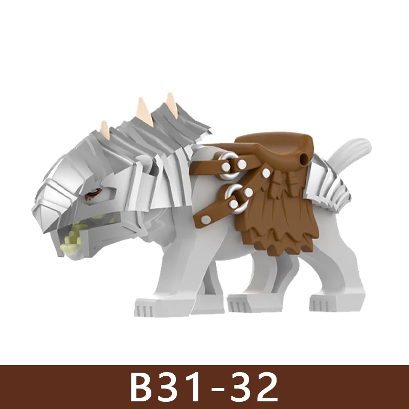 Mittelalterliche Burg Soldat Figuren Bausteine Ritter Ork Krieger Drache Wolf Tiere Kampf Flaggen Zubehör Ziegel Spielzeug Jungen