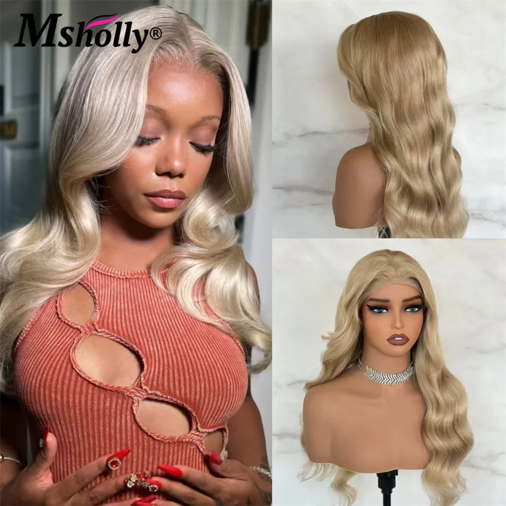 Ash Blonde Body Wave 100% Human Hair Wig Preplucked Salon Hair Coloring Wigs 13x4 Lace Front Honey Blonde Gray Remy Hair Wigs