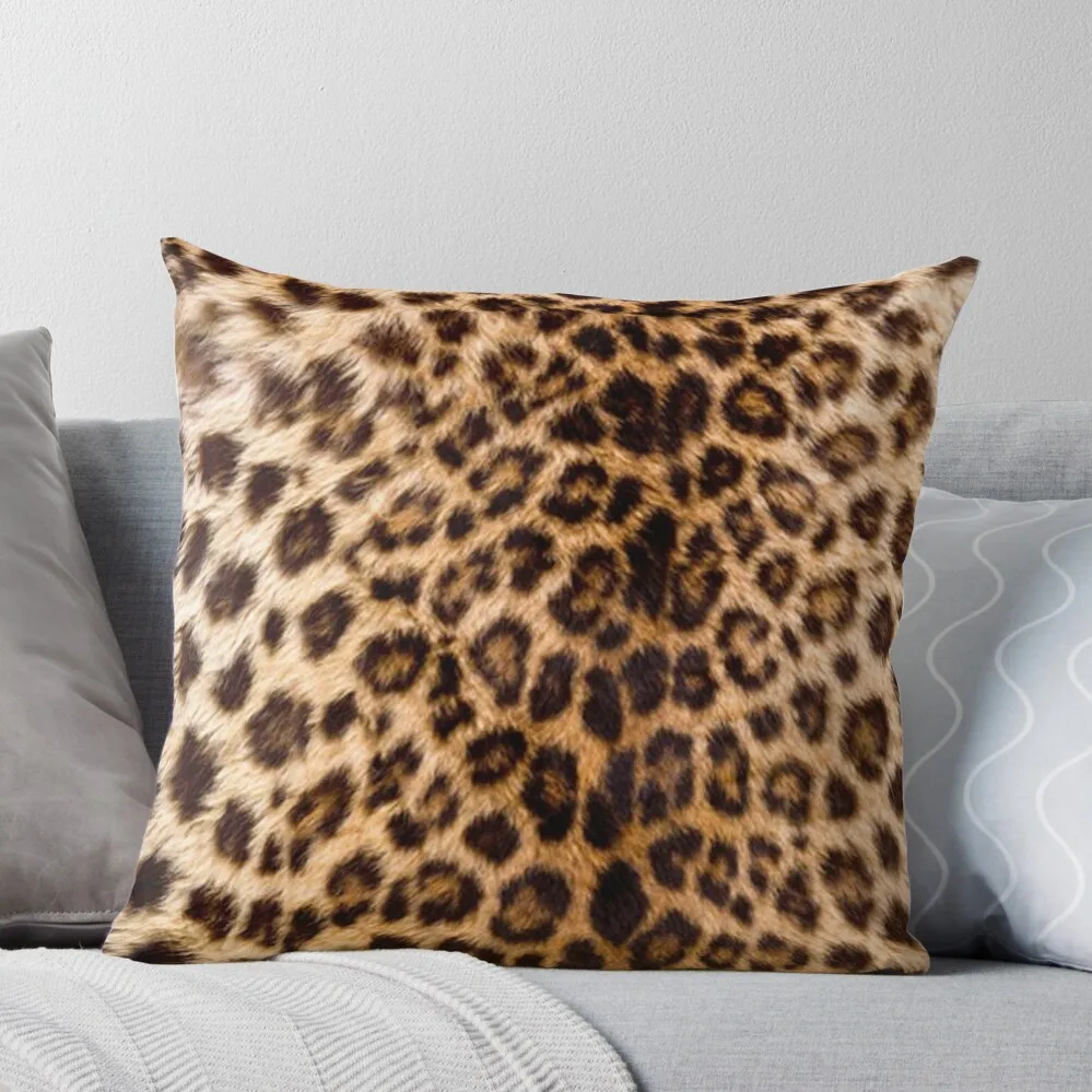 

Leopard Jaguar Cheetah Printed Faux Fur Realistic Image Throw Pillow Cushion Cover luxury sofa pillows