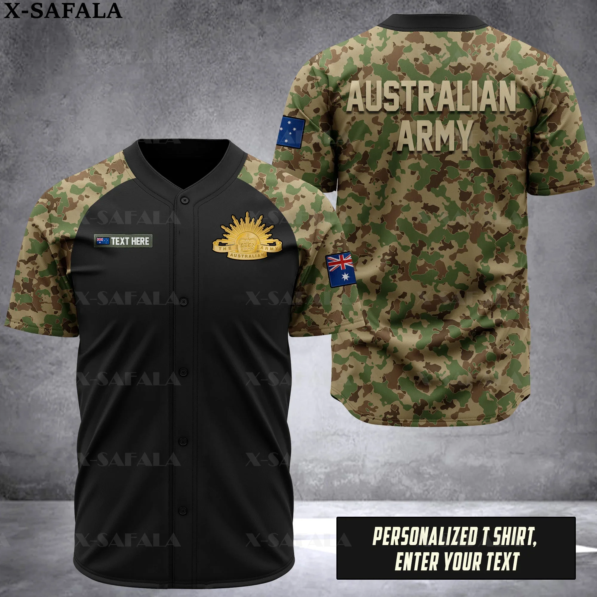 

AUSTRALIAN Soldier-ARMY-VETERAN Country 3D Printed Baseball Jersey Shirt Men's Tops Tee Oversized Streetwear-2